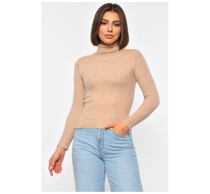 Гольф жіночий однотонний бежевого кольору 188252L