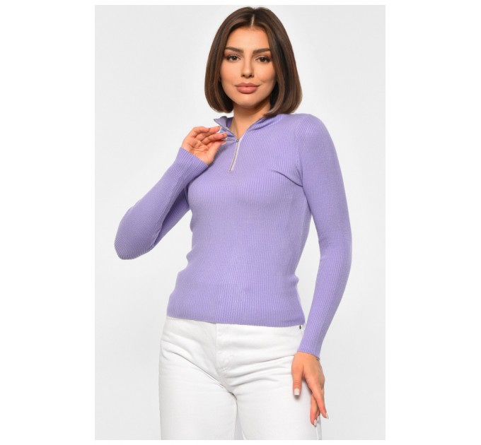 Гольф жіночий однотонний з замком бузкового кольору 188259L