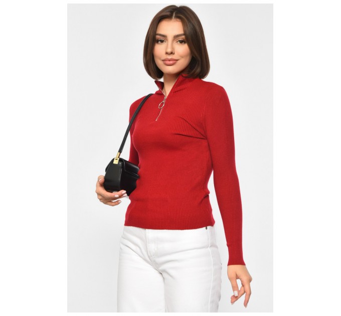 Гольф жіночий однотонний з замком бордового кольору 188262L