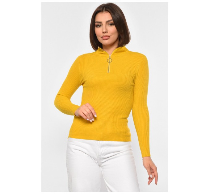 Гольф жіночий однотонний з замком жовтого кольору 188263L
