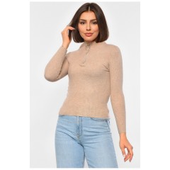 Гольф жіночий однотонний з замком бежевого кольору 188264L