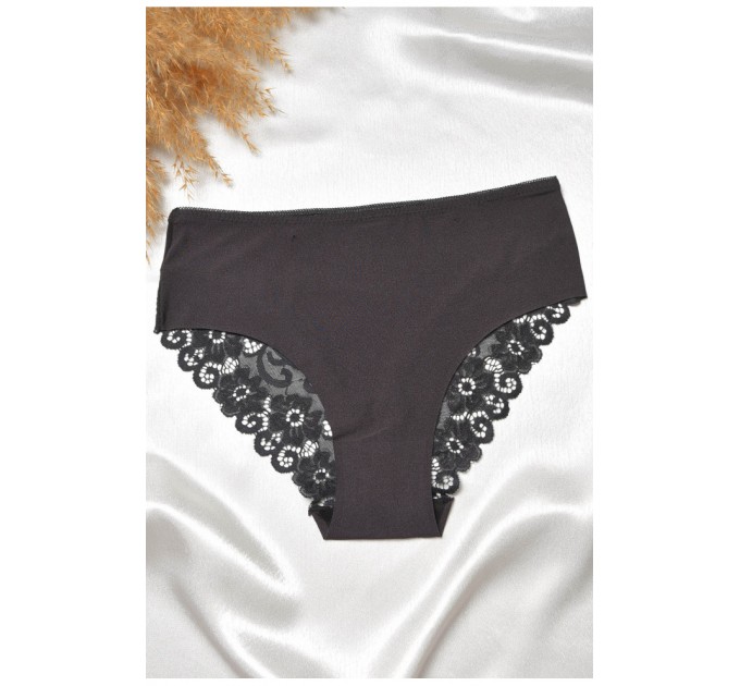 Трусы женские черного цвета с кружевом 188655L