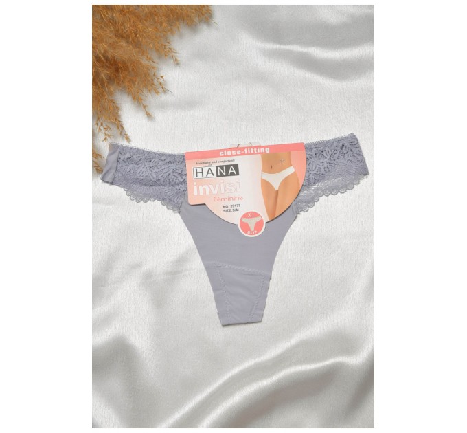 Стринги женские с кружевом серого цвета 188798L