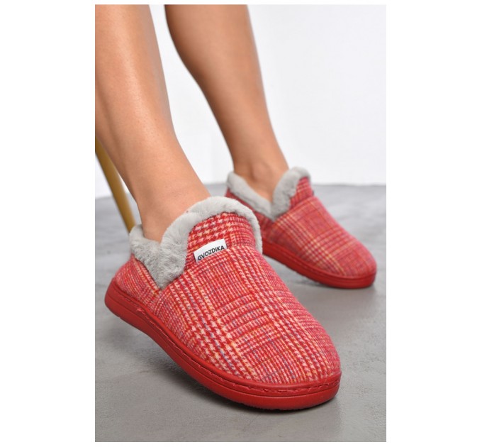 Тапочки домашние чуни женские красного цвета 188996L