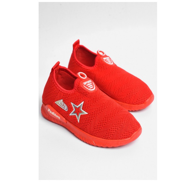 Детские кроссовки красного цвета на шнуровке текстиль 189040L