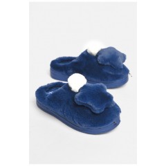 Капці дитячі темно-синього кольору з хутром 189049L