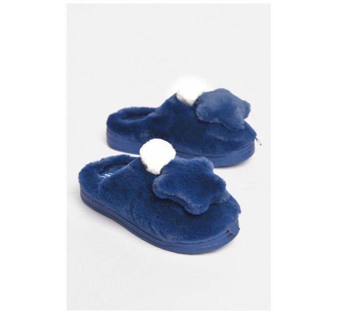 Капці дитячі темно-синього кольору з хутром 189049L