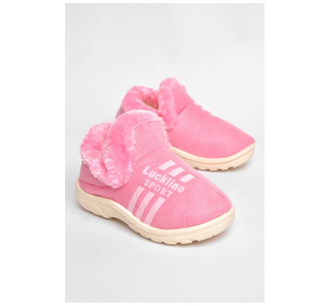Капці дитячі чуні рожевого кольору з хутром 189233L