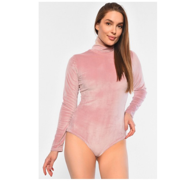 Боди женское велюровое однотонное пудрового цвета 189398L