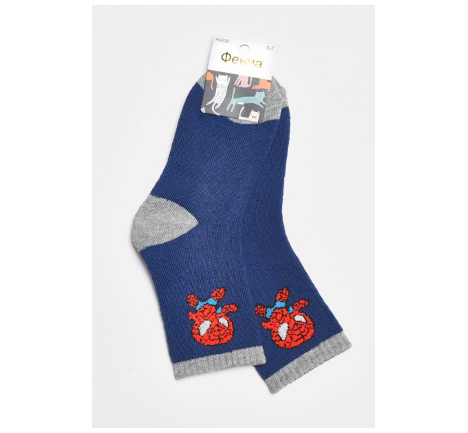 Шкарпетки дитячі махрові для хлопчика темно-синього кольору 189472L