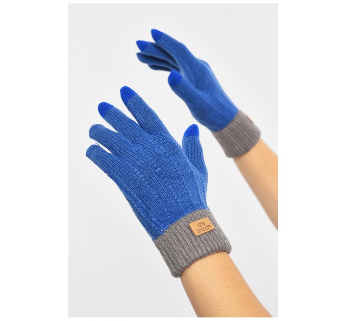 Рукавички жіночі сенсорні синього кольору утеплені 190039L