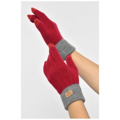 Перчатки женские сенсорные бордового цвета 190043L Перчатки женские сенсорные бордового цвета 190043L