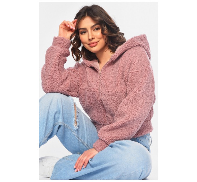 Худі жіноче тедді пудрового кольору 190299L