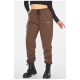 Спортивні штани жіночі на флісі коричневого кольору 190457L