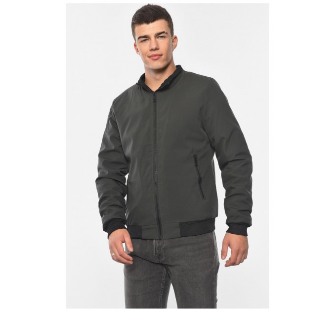Бомбер мужской однотонный темно-серого цвета 190557L
