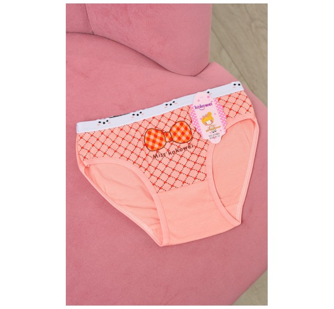 Детские трусики для девочки персикового цвета с рисунком 190710L