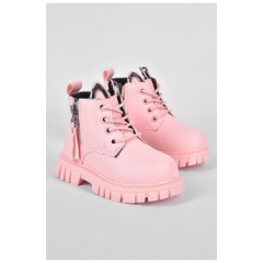 Ботинки детские демисезон светло-розового цвета на флисе 190789L
