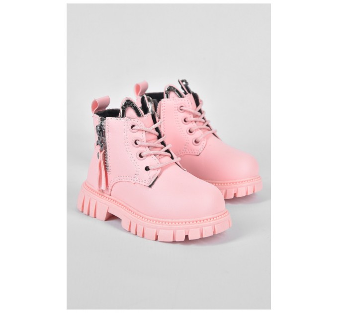 Ботинки детские демисезон светло-розового цвета на флисе 190789L
