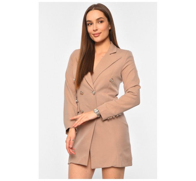 Сукня-піджак жіноча однотонна бежевого кольору 191005L