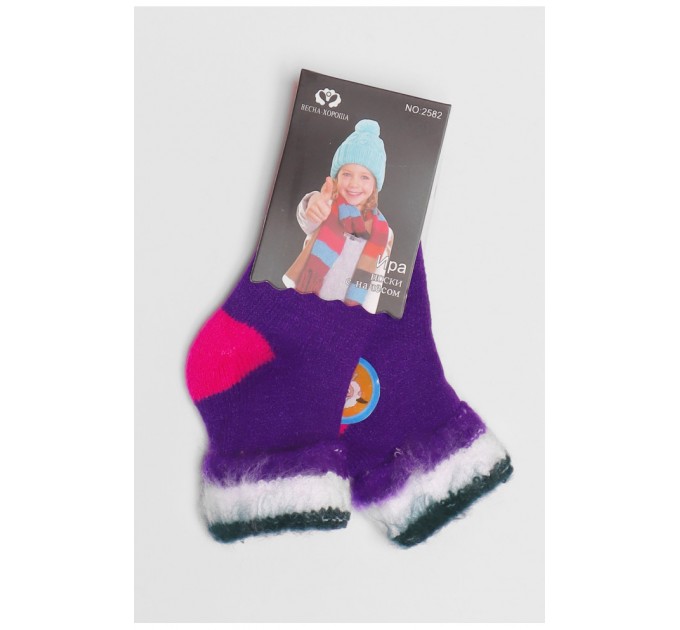 Шкарпетки дитячі з начісом фіолетового кольору 191018L