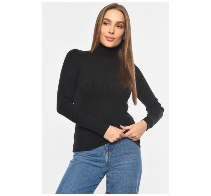 Гольф женский однотонный черного цвета 191257L