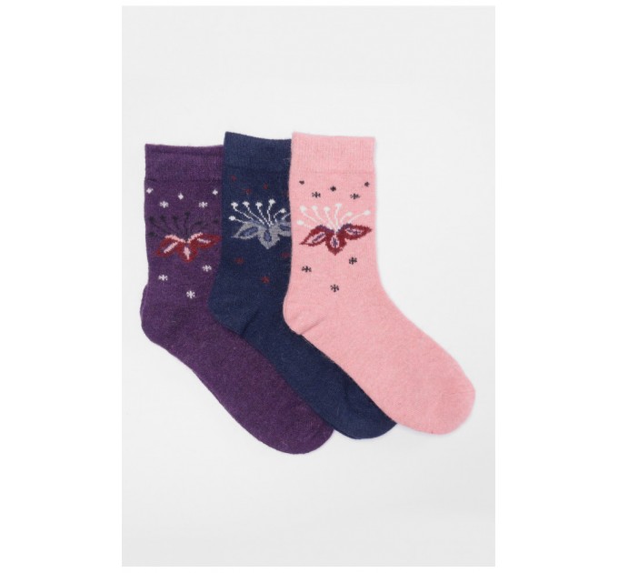 Набор женских носков на верблюжьей шерсти с принтом 3 штуки 191360L