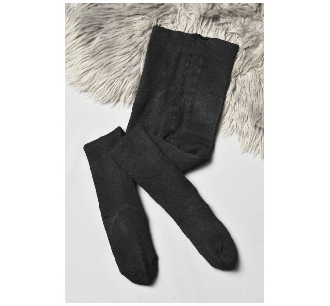 Колготы детские махровые для девочки однотонные черного цвета 191593L