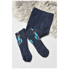 Колготи дитячі махрові для хлопчика темно-синього кольору з малюнком 191763L