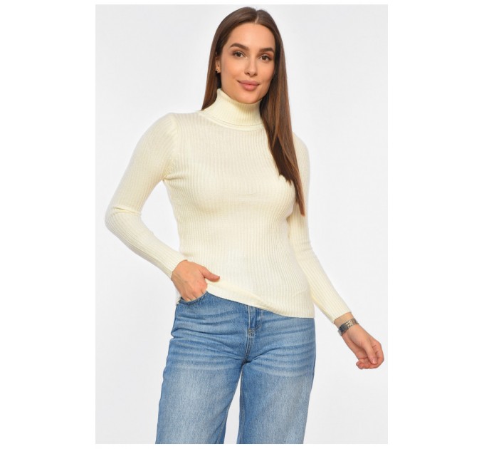 Гольф жіночий трикотажний молочного кольору 191854L