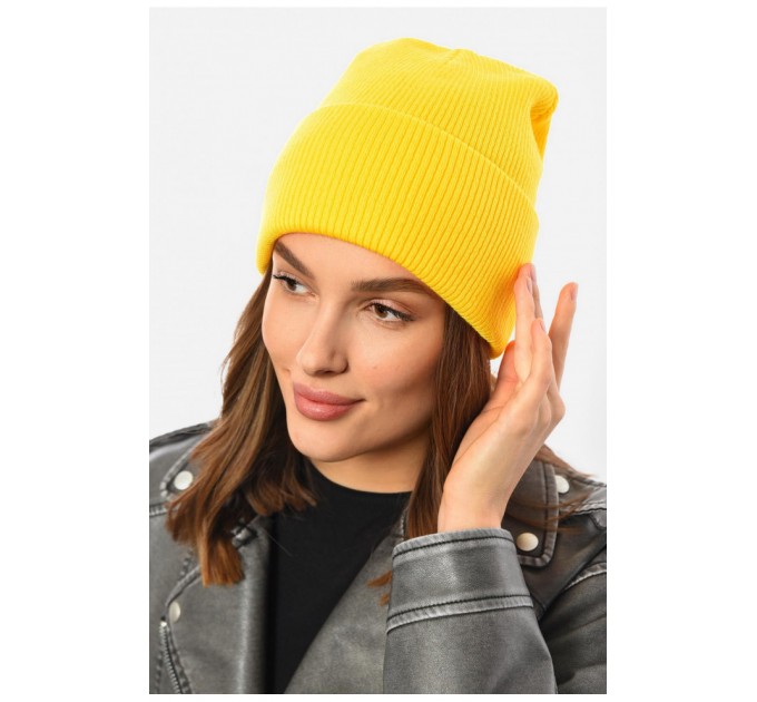 Шапка женская демисезонная желтого цвета 191911L
