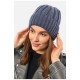 Шапка женская зимняя на флисе однотонная синего цвета 192029L