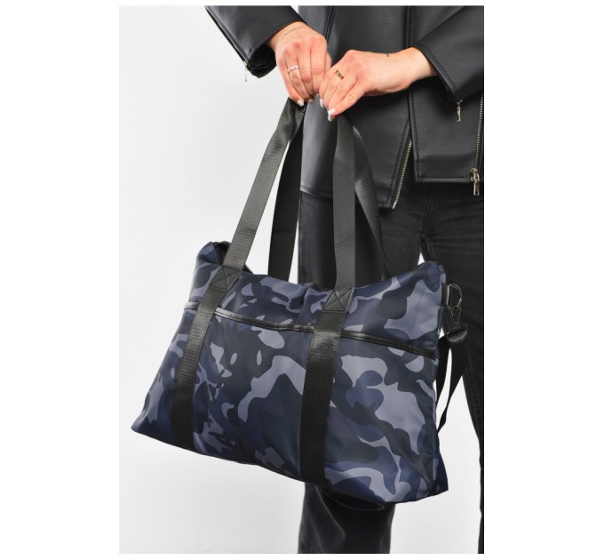 Сумка жіноча текстильна синього кольору з камуфляжним принтом 192086L