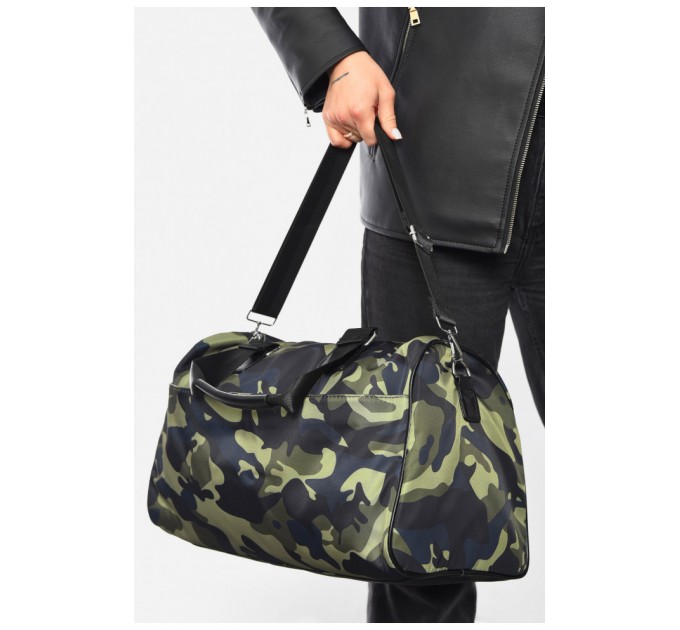 Сумка жіноча текстильна зеленого кольору з камуфляжним принтом 192090L