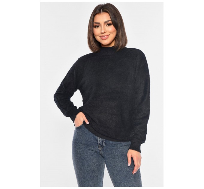 Светр жіночий однотонний чорного кольору 192343L