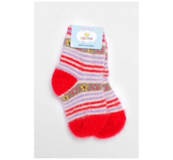Носки детские ангоровые красного цвета с принтом 192435L