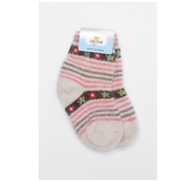 Шкарпетки дитячі ангорові сірого кольору з принтом 192442L