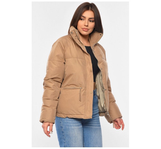 Куртка жіноча демісезонна темно-бежевого кольору 192456L