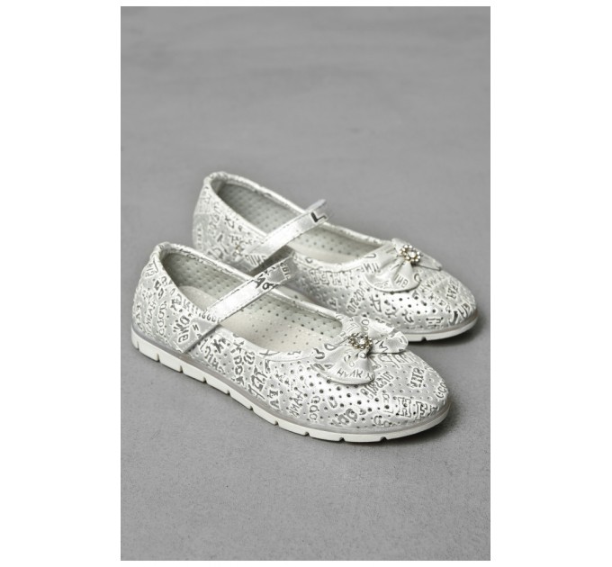 Балетки для девочки серебристого цвета 192509L