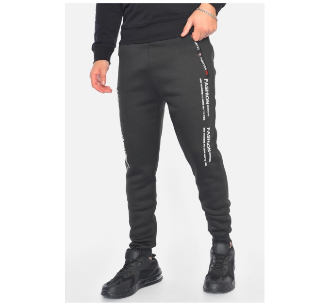 Спортивні штани чоловічі на флісі чорного кольору 192533L