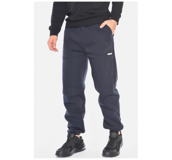 Спортивні штани чоловічі на флісі темно-синього кольору 192622L