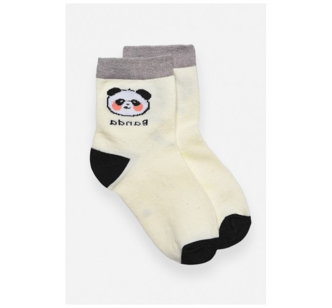 Шкарпетки дитячі демісезонні молочного кольору з малюнком 192850L