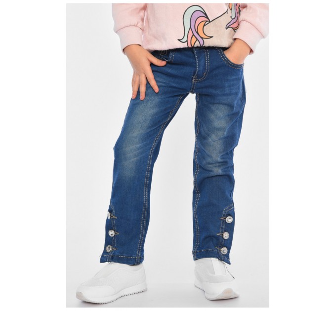 Джинси дитячі для дівчинки синього кольору 192973L