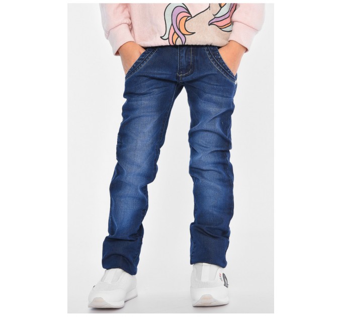 Джинсы для девочки темно-синего цвета 192996L