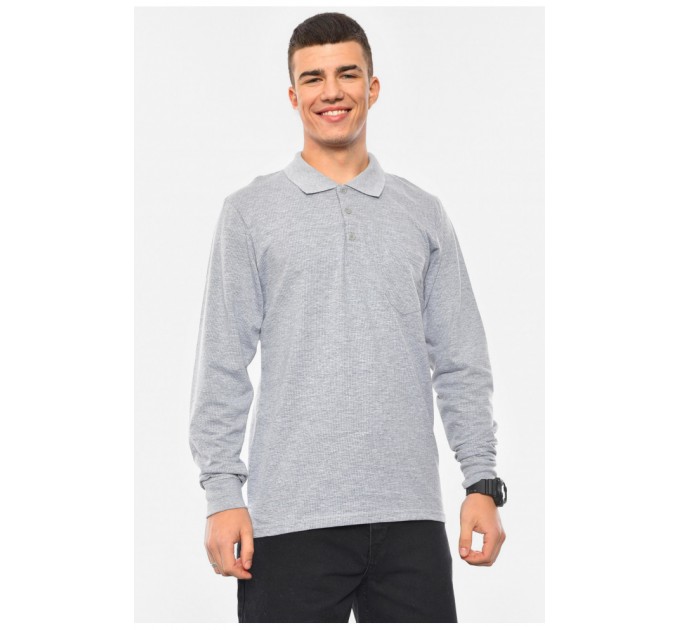 Кофта поло мужская полубатальная серого цвета 193065L