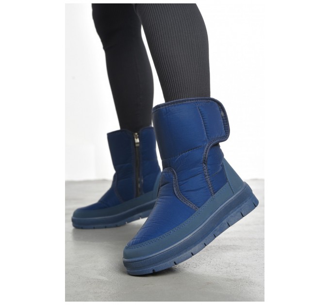 Дутики жіночі на хутрі темно-синього кольору 193144L