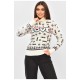 Женский свитер с новогодним принтом белого цвета 193374L