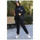 Спортивний костюм жіночий трійка на флісі чорного кольору 193409L