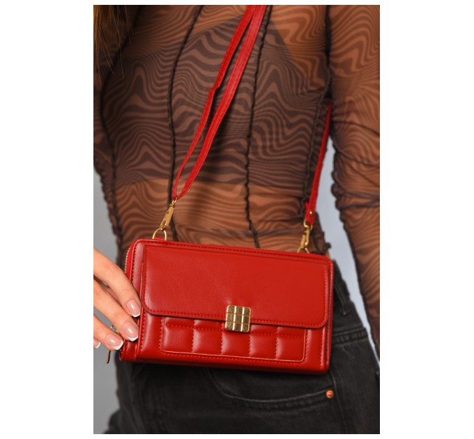 Женский клатч из экокожи красного цвета 193630L