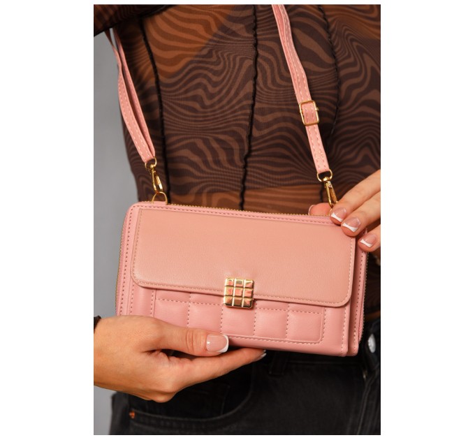 Женский клатч из экокожи розового цвета 193631L