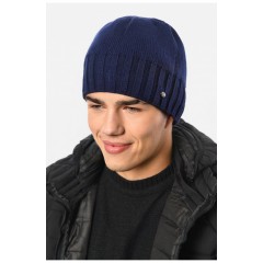 Шапка чоловіча на флісі синього кольору 193763L